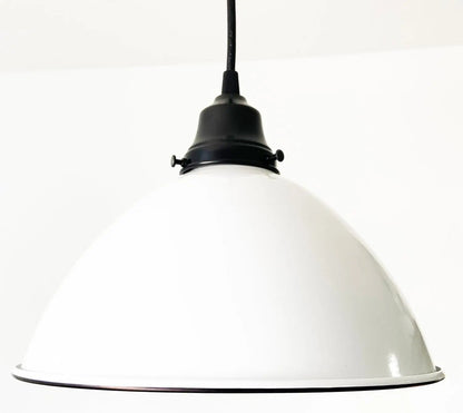 Large White Enamel Farmhouse Pendant Light - - Farmhouse Lighting