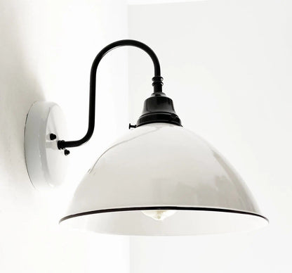 Large White Enamel Wall Sconce Light - - Farmhouse Lighting