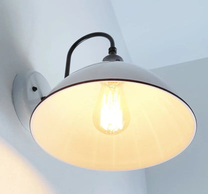 Large White Enamel Wall Sconce Light - - Farmhouse Lighting