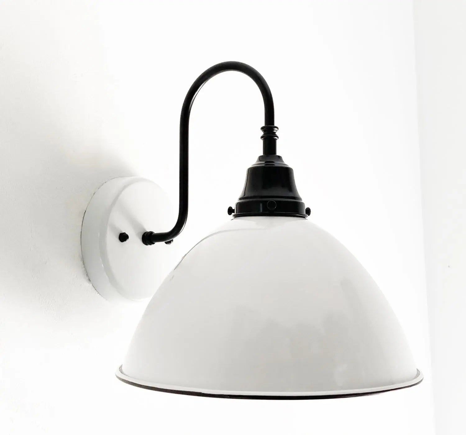 Large White Enamel Wall Sconce Light - - Farmhouse Lighting