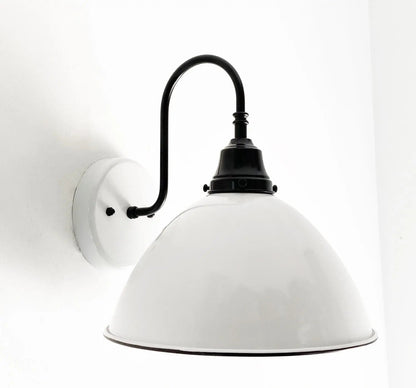 Large White Enamel Wall Sconce Light - - Farmhouse Lighting