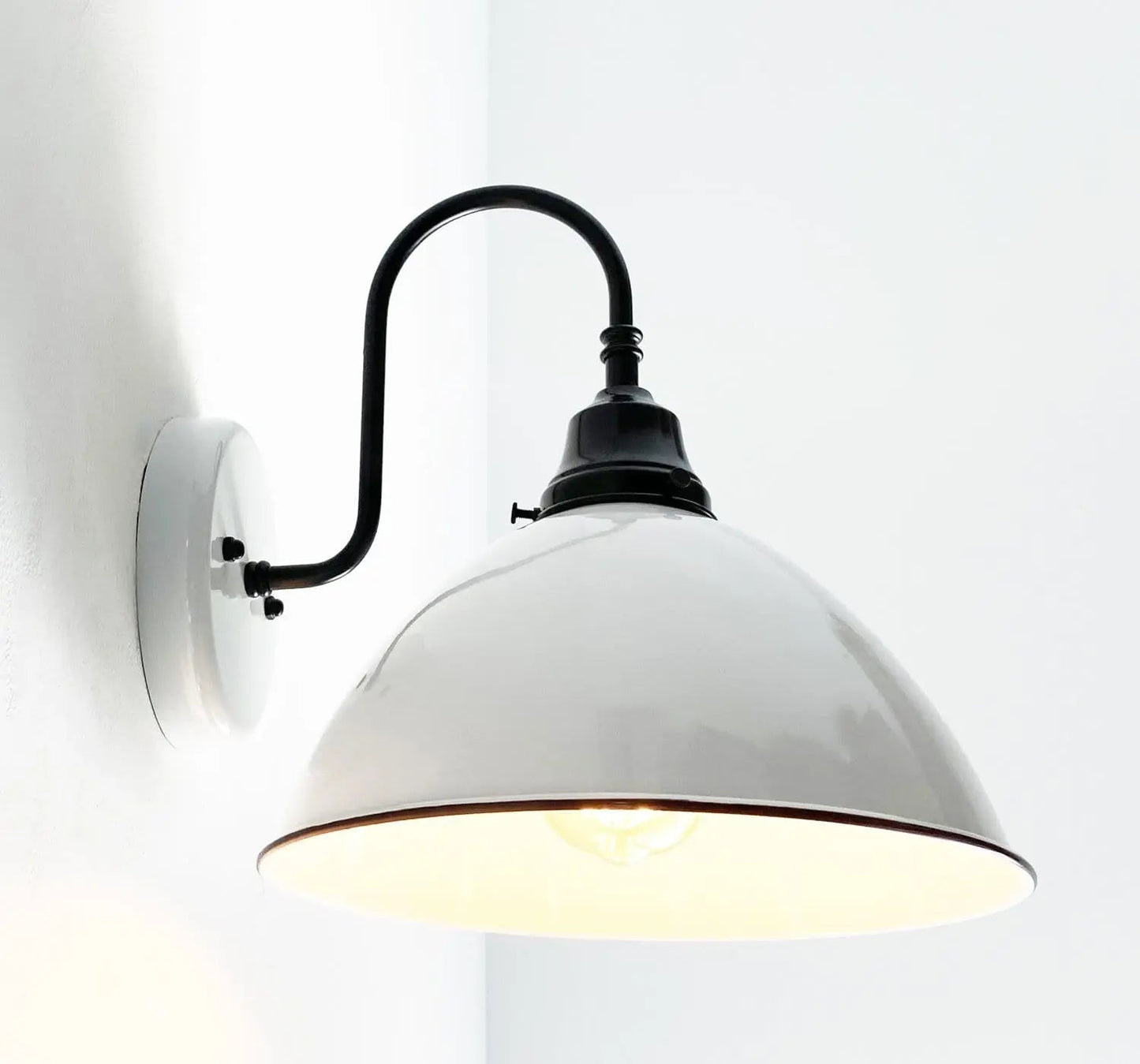 Large White Enamel Wall Sconce Light - - Farmhouse Lighting