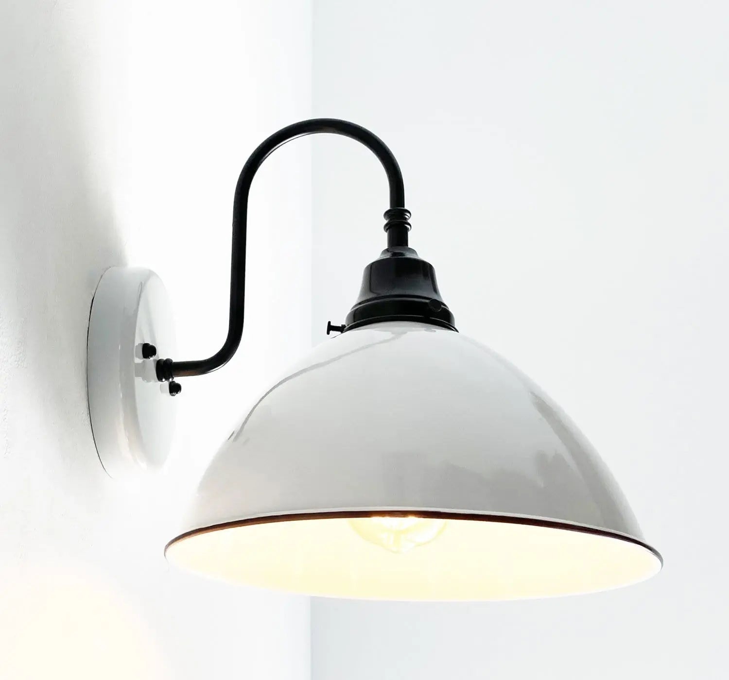 Large White Enamel Wall Sconce Light - - Farmhouse Lighting