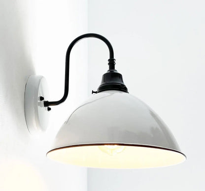 Large White Enamel Wall Sconce Light - - Farmhouse Lighting