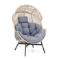 Wicker Oversized Egg Style Chair with Cushions and Headrest-Gray - - Home & Garden