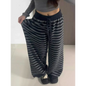 Grunge Stripe Knit Wide Leg Pants - Stripe - Trousers