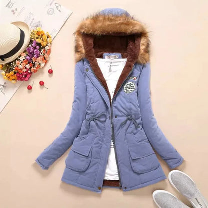 Women's Winter Cotton Jacket - Hooded Slim Fit Warm Parka - - Women's Jackets