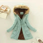 Women's Winter Cotton Jacket - Hooded Slim Fit Warm Parka - Light Green - Women's Jackets