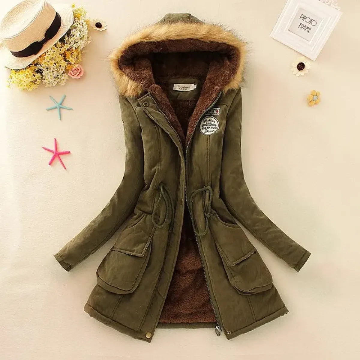 Women's Winter Cotton Jacket - Hooded Slim Fit Warm Parka - - Women's Jackets
