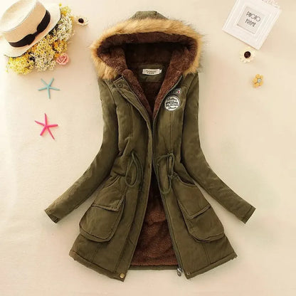 Women's Winter Cotton Jacket - Hooded Slim Fit Warm Parka - - Women's Jackets