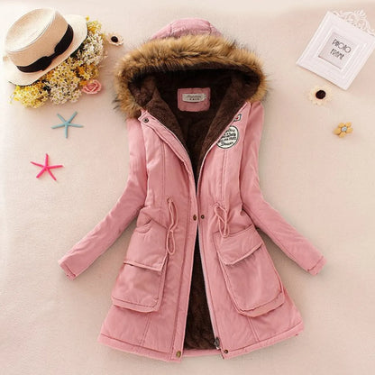 Women's Winter Cotton Jacket - Hooded Slim Fit Warm Parka - - Women's Jackets