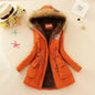 Women's Winter Cotton Jacket - Hooded Slim Fit Warm Parka - Orange - Women's Jackets
