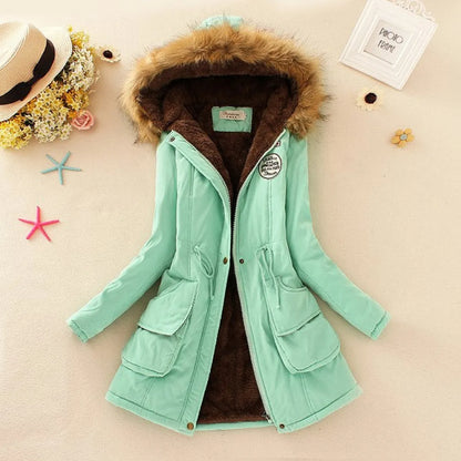 Women's Winter Cotton Jacket - Hooded Slim Fit Warm Parka - - Women's Jackets