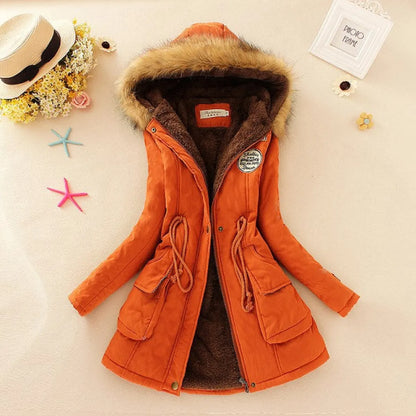 Women's Winter Cotton Jacket - Hooded Slim Fit Warm Parka - - Women's Jackets
