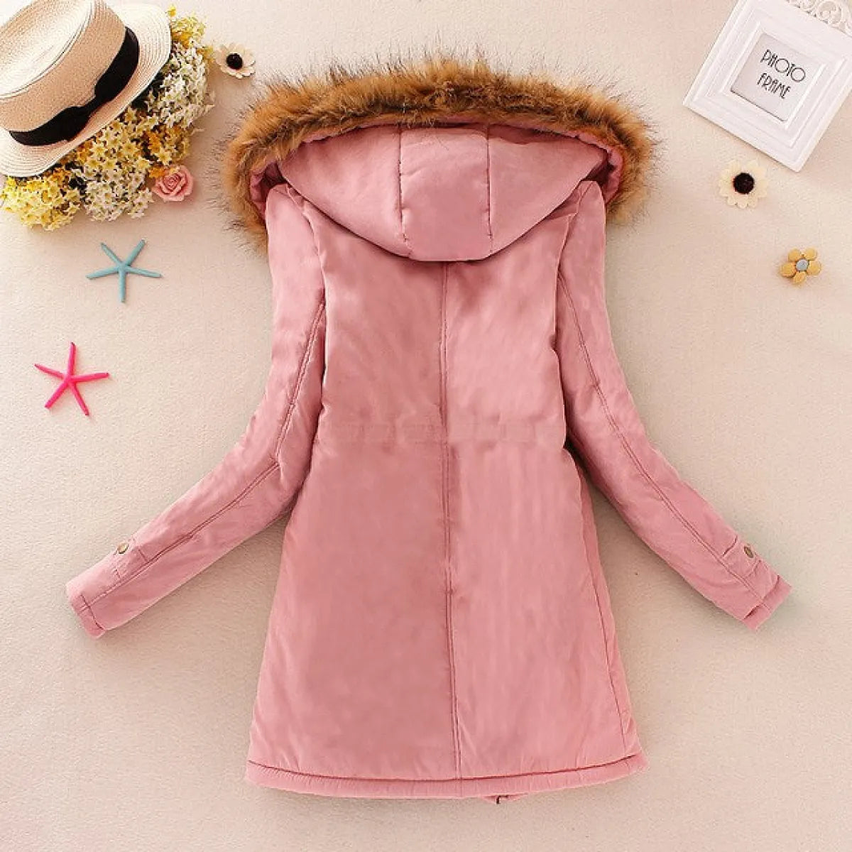 Women's Winter Cotton Jacket - Hooded Slim Fit Warm Parka - - Women's Jackets