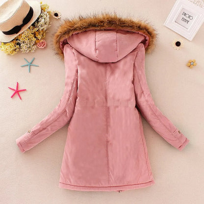 Women's Winter Cotton Jacket - Hooded Slim Fit Warm Parka - - Women's Jackets