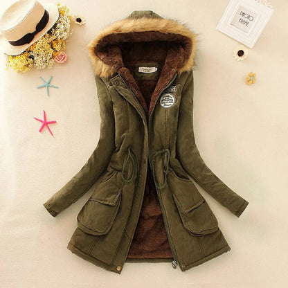 Women's Winter Cotton Jacket - Hooded Slim Fit Warm Parka - - Women's Jackets