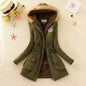 Women's Winter Cotton Jacket - Hooded Slim Fit Warm Parka - Dark Green - Women's Jackets