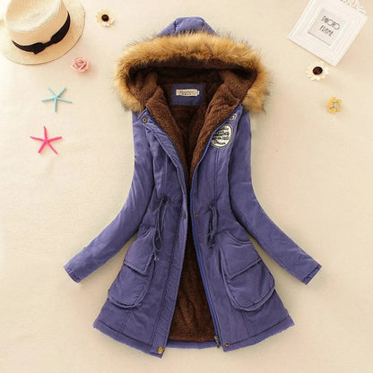 Women's Winter Cotton Jacket - Hooded Slim Fit Warm Parka - - Women's Jackets