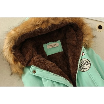 Women's Winter Cotton Jacket - Hooded Slim Fit Warm Parka - - Women's Jackets