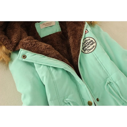 Women's Winter Cotton Jacket - Hooded Slim Fit Warm Parka - - Women's Jackets