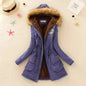 Women's Winter Cotton Jacket - Hooded Slim Fit Warm Parka - Purple - Women's Jackets