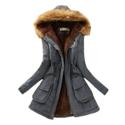 Women's Winter Cotton Jacket - Hooded Slim Fit Warm Parka - - Women's Jackets