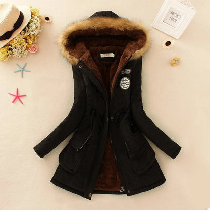 Women's Winter Cotton Jacket - Hooded Slim Fit Warm Parka - - Women's Jackets