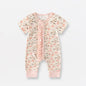 Bamboo Fiber Baby Zippered Romper cream pink 0-3M 59cm