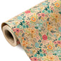 WRAPAHOLIC Kraft Floral Wrapping Paper Roll - Mini Roll - 17 Inch x 33 Feet - Spring Summer Garden Flower Design Perfect for Wedding Bridal Shower Birthday Kia Day Design