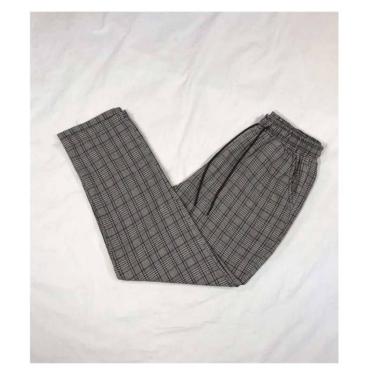 Women Streetwear Plaid Pants - -