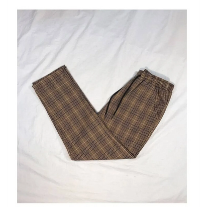 Women Streetwear Plaid Pants - -
