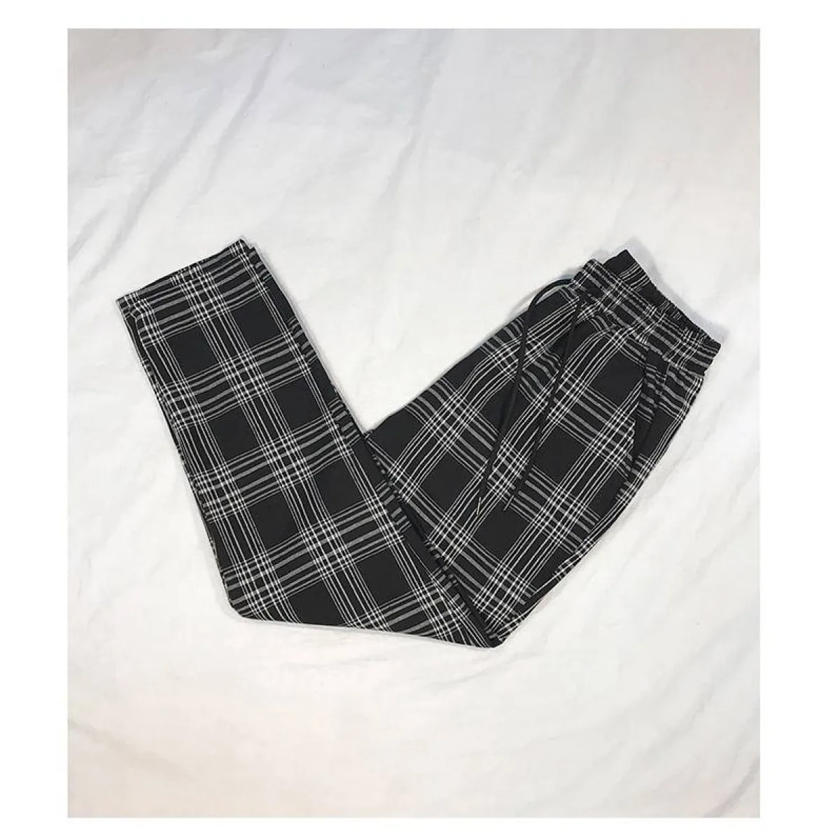 Women Streetwear Plaid Pants - -