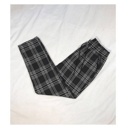 Women Streetwear Plaid Pants - -