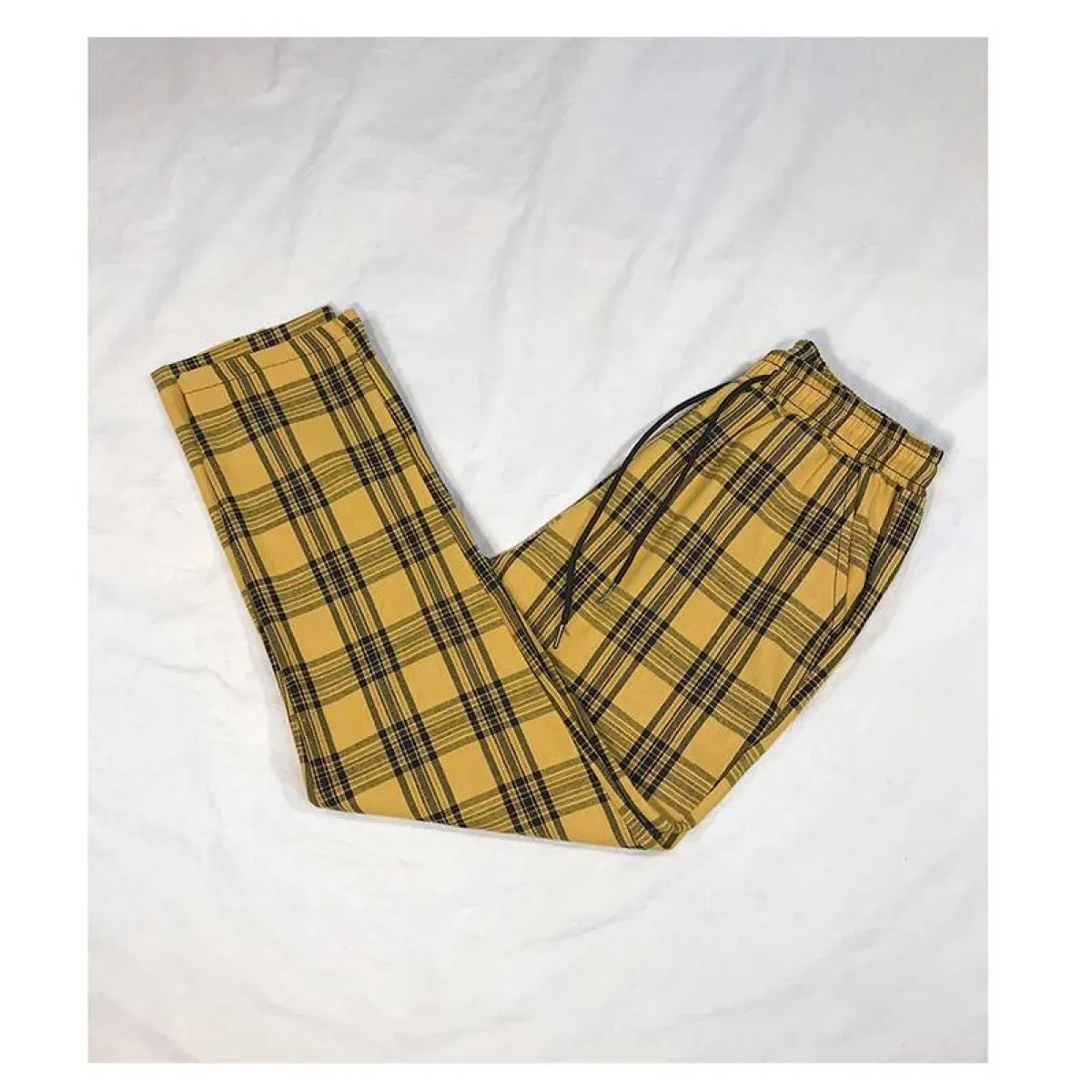 Women Streetwear Plaid Pants - -