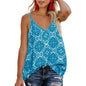 Women's Boho Floral V Neck Spaghetti Straps Tank Top Summer Sleeveless Shirts Blouse- DailySale- {{Product type}}