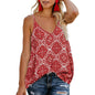 Women's Boho Floral V Neck Spaghetti Straps Tank Top Summer Sleeveless Shirts Blouse- DailySale- {{Product type}}