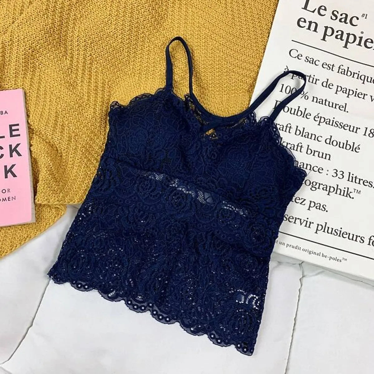 Women's Knitted Tank Top - One Size d dark blue -
