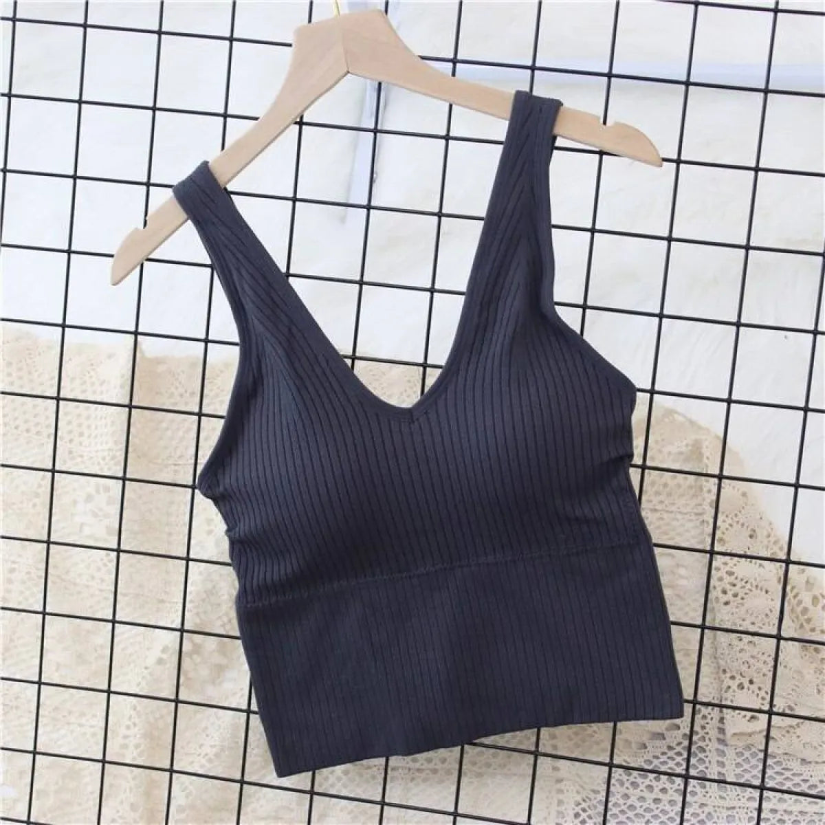 Women's Knitted Tank Top - One Size c dark grey -