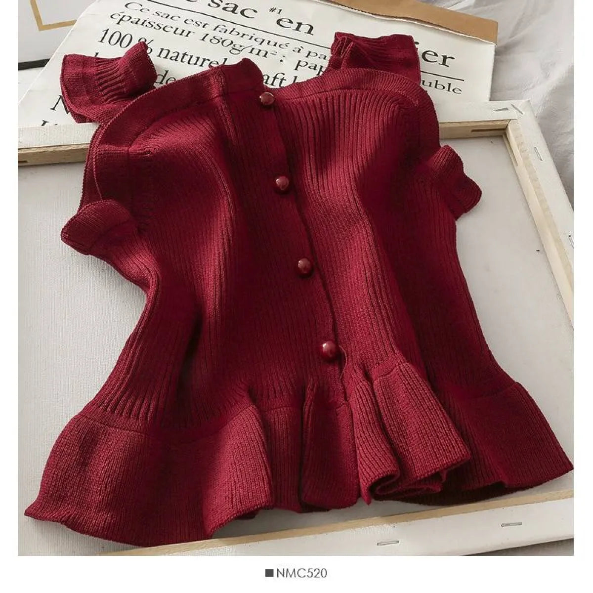 Women's Knitted Tank Top - One Size b wine red -