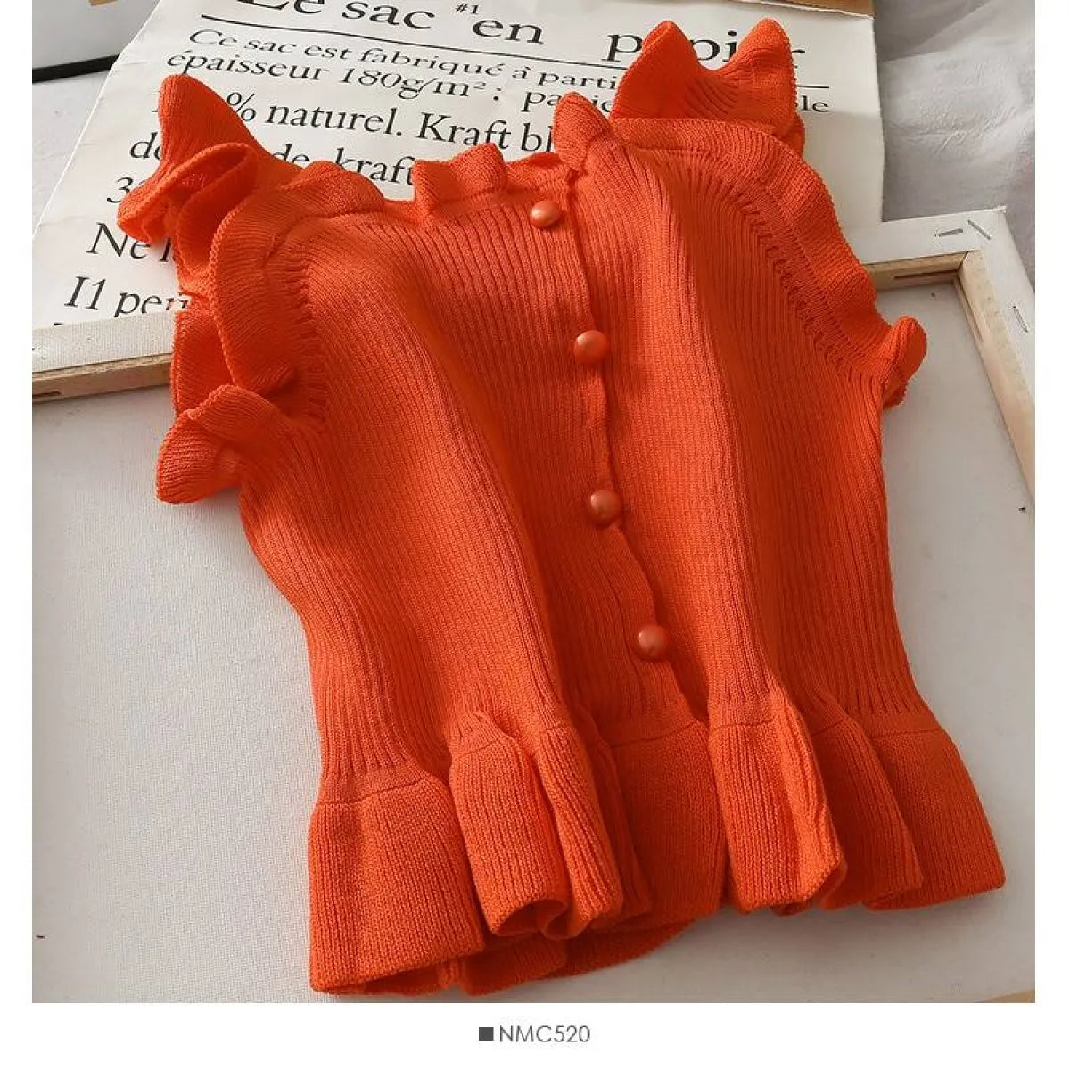 Women's Knitted Tank Top - One Size b orange -