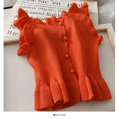 Women's Knitted Tank Top - One Size b orange -