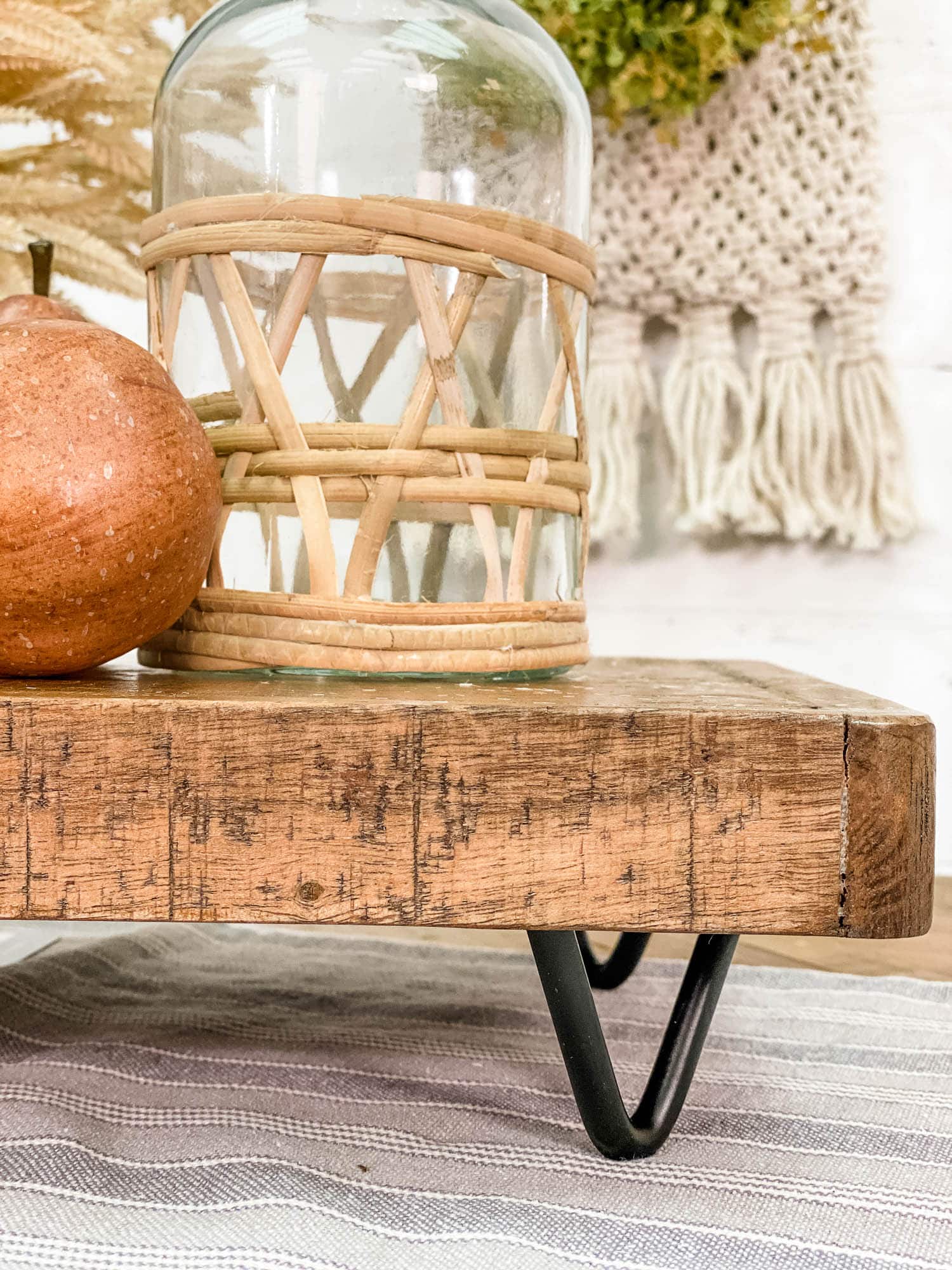 Rustic Wood Display Riser with Hairpin Legs - - Tabletop
