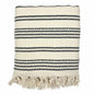 High-Quality Woven Stripe Turkish Throw - Ivory + Black - Home Decor
