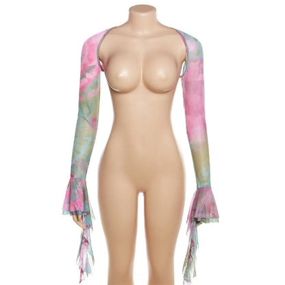 Tie-Dye Fairy Set – Butterfly Crop Top & Wrap Mini Skirt - - Sets