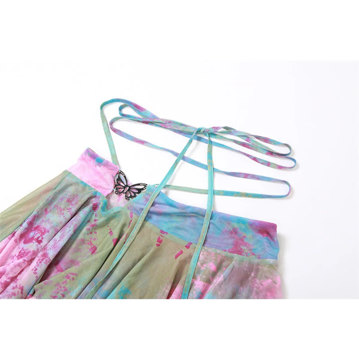 Tie-Dye Fairy Set – Butterfly Crop Top & Wrap Mini Skirt - - Sets