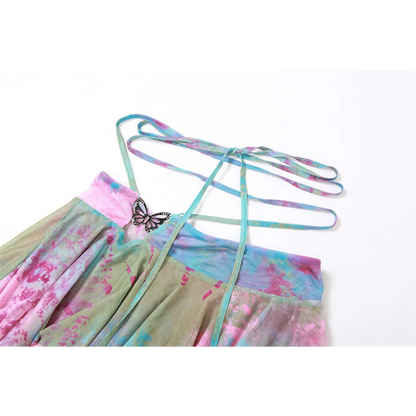 Tie-Dye Fairy Set – Butterfly Crop Top & Wrap Mini Skirt - - Sets