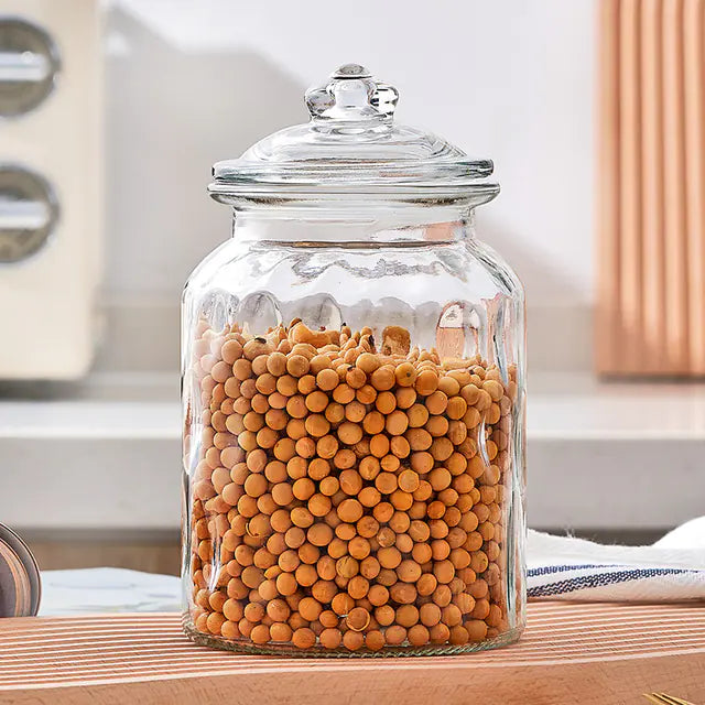 Clear Glass Storage Jar with Airtight Lid