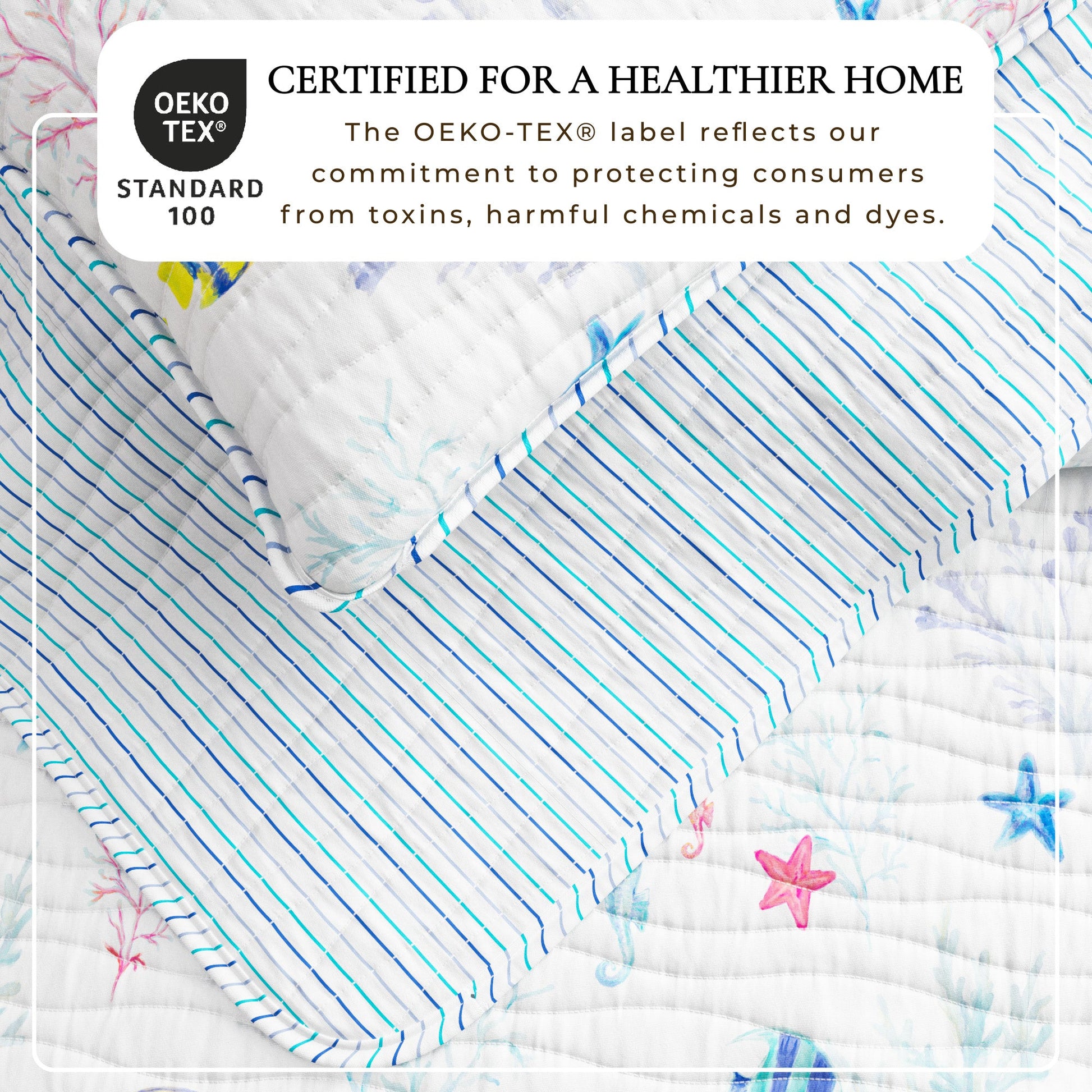 Colorful Coastal Seascape Quilt Set - Ryanne Collection - - Quilts & Comforters