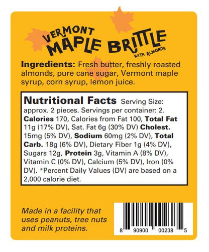 Maple Brittle with Almonds - Pouch - - Food >> Maple >> Cookies & Snacks